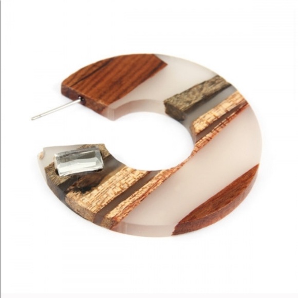 Resin Wood Earrings - Picture 2 of 2